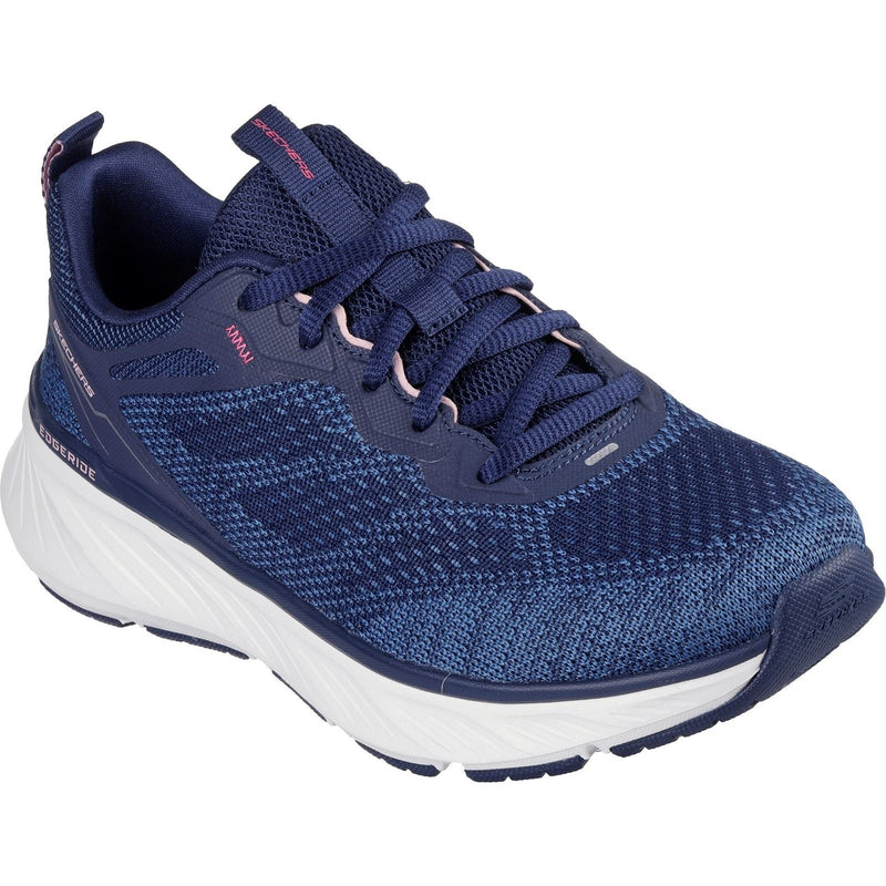 Skechers Edgeride Power Flow Textiel Dames Navy/Roze Sneakers