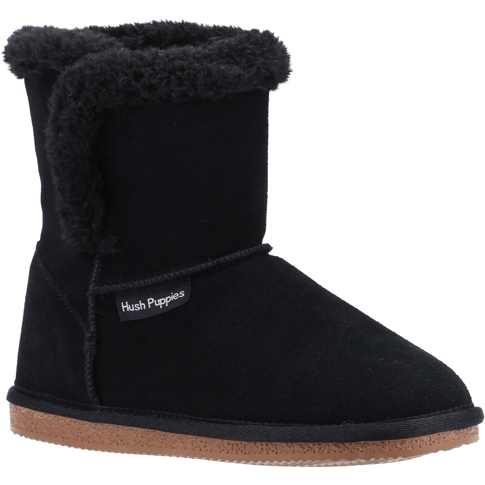 Hush Puppies Ashleigh Imitatiebont Dames Zwarte Pantoffels