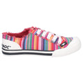 Rocket Dog Jazzin Eden Stripe Katoenen Damessneakers In Rood Multi