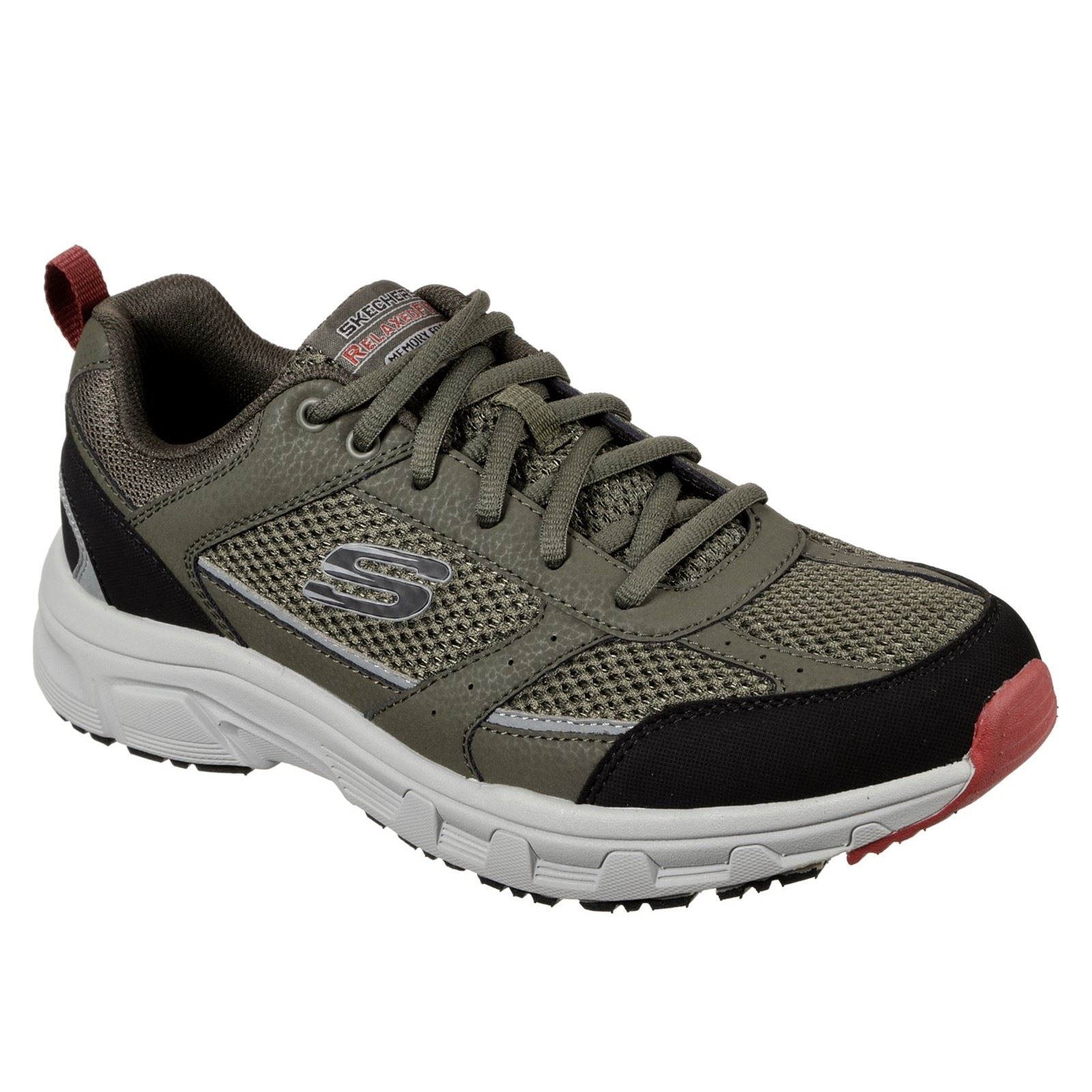 Skechers Oak Canyon Verketta Leren Heren Sneakers In Olijf/Zwart