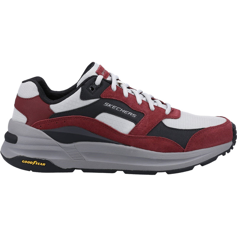 Skechers Global Jogger Leren Heren Bordeauxrode Sneakers