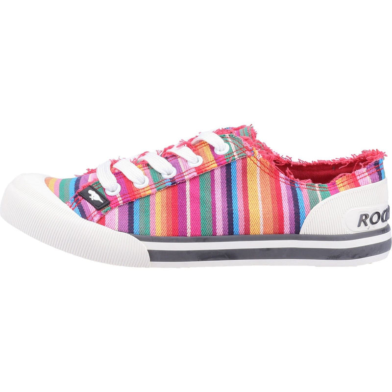 Rocket Dog Jazzin Eden Stripe Katoenen Damessneakers In Rood Multi