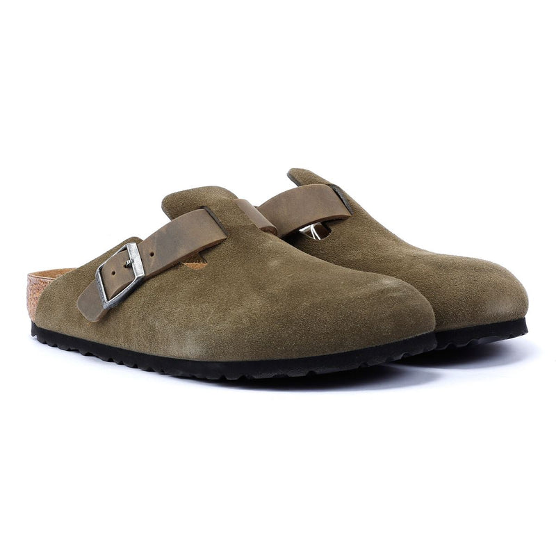 Birkenstock Boston Suede Groene Klompen