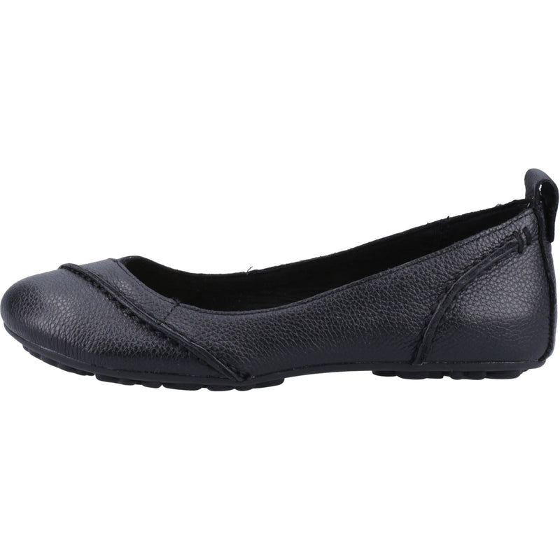 Hush Puppies Janessa Leren Zwarte Platte Schoenen Voor Dames