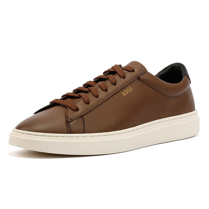 Boss Kieran Tennis Leren Heren Bruine Sneakers