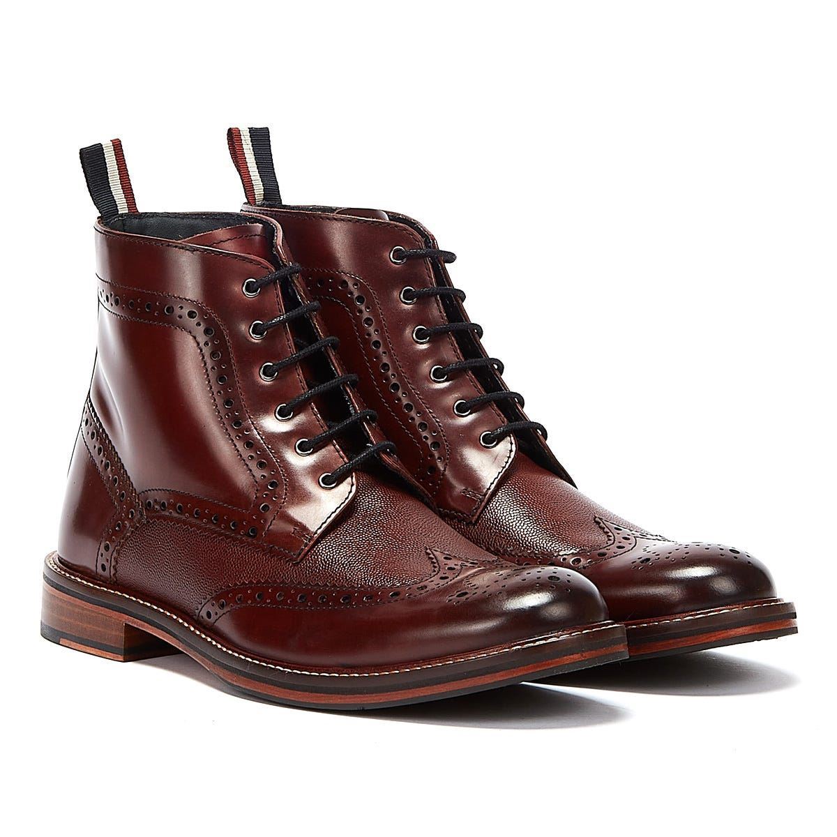 Ben Sherman Alfred Brogue Leren Herenlaarzen Rood