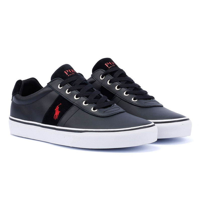 Ralph Lauren Hanford III Zwarte Leren Herensneakers