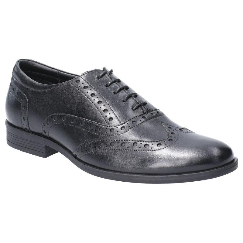 Hush Puppies Oaken Leren Heren Zwarte Brogues Schoenen