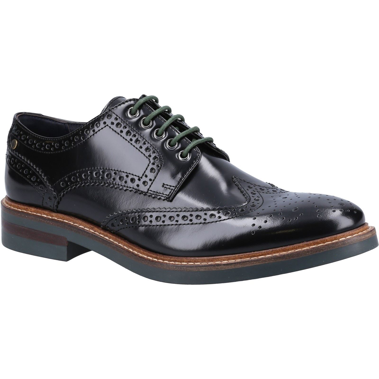 Base London Woburn Leren Heren Zwarte Brogues Schoenen