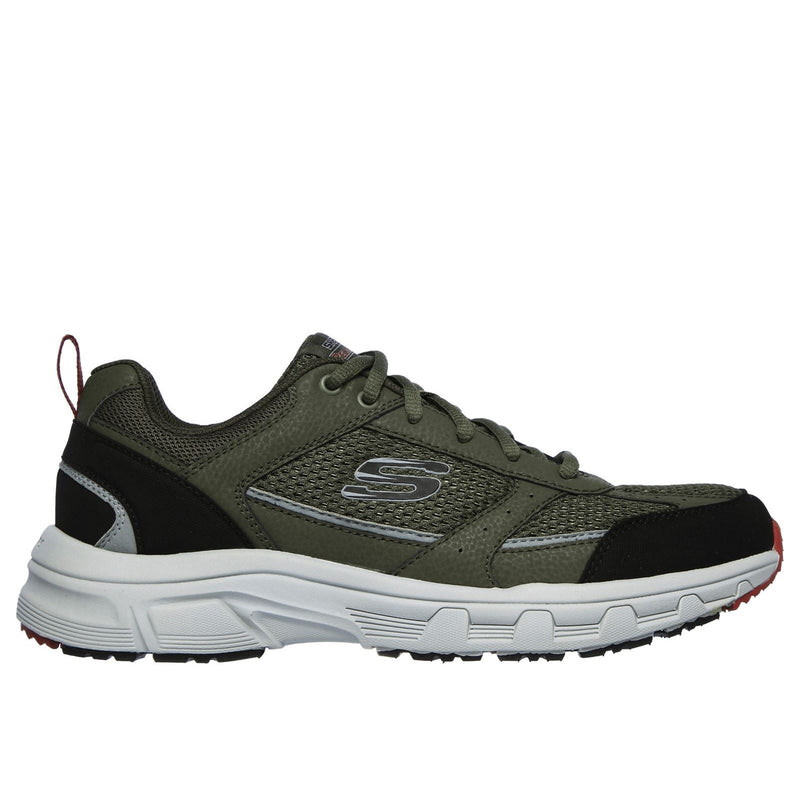 Skechers Oak Canyon Verketta Leren Heren Sneakers In Olijf/Zwart