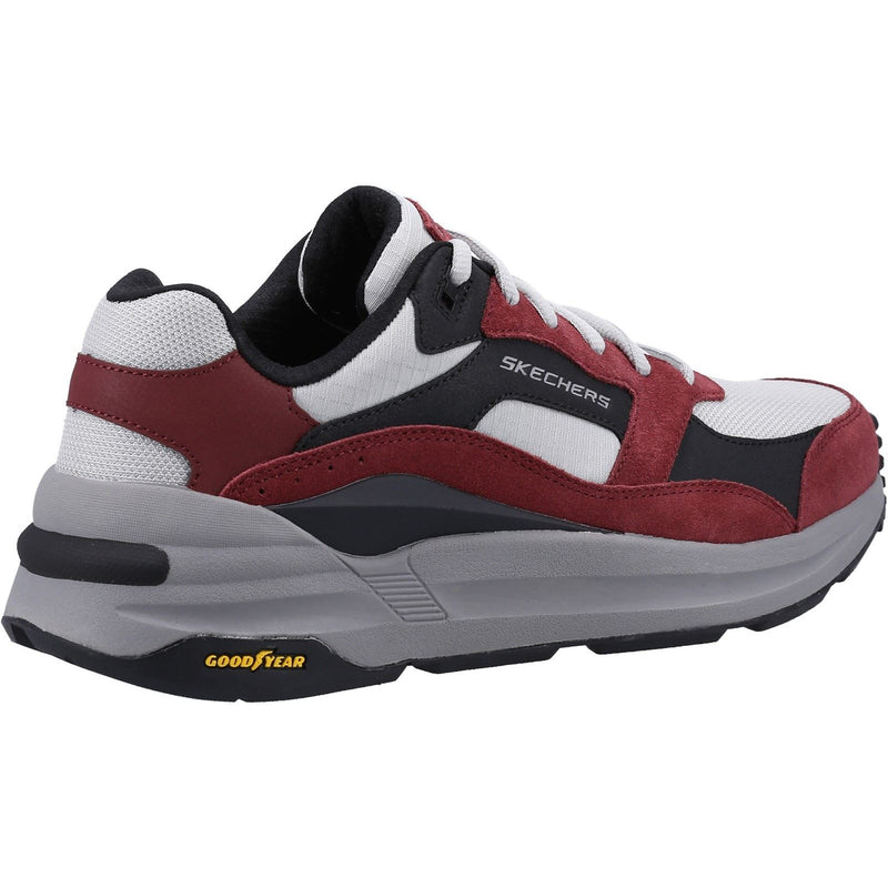 Skechers Global Jogger Leren Heren Bordeauxrode Sneakers