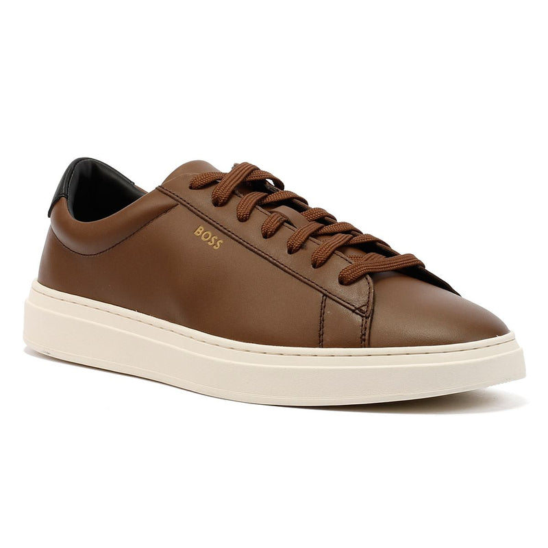 Boss Kieran Tennis Leren Heren Bruine Sneakers