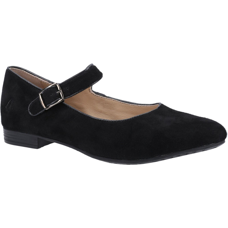 Hush Puppies Melissa Strap Suede Zwarte Ballerina's Voor Dames