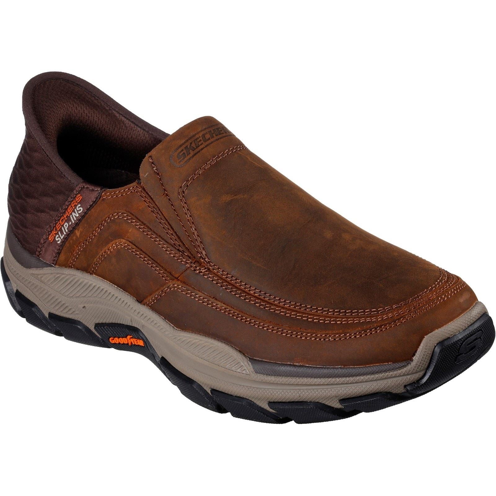 Skechers Respected Elgin Leren Heren Mocassins In Donkerbruin