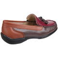 Cotswold Biddlestone Leren Dames Loafers In Kastanjebruin/Tan/Wijnrood