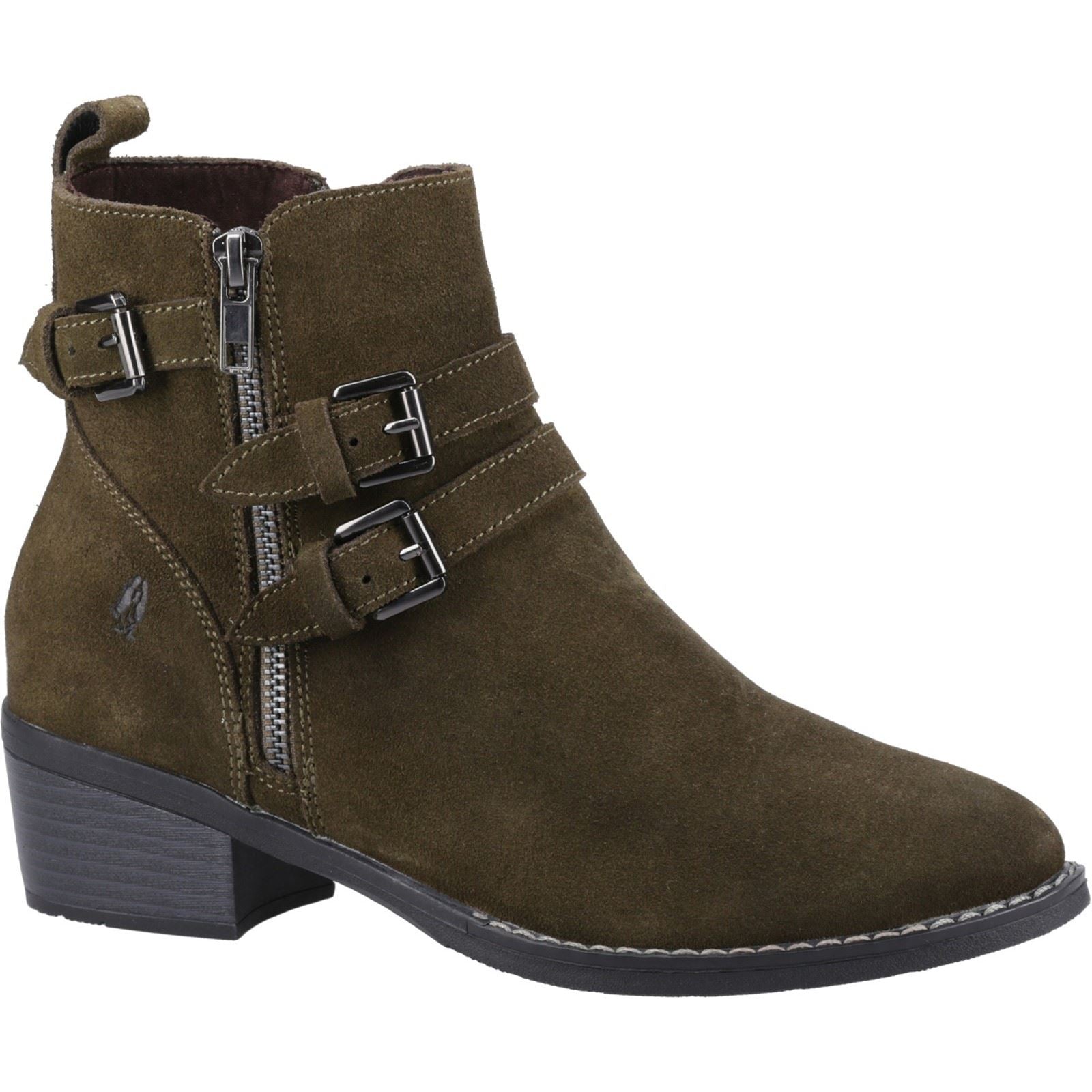 Hush Puppies Jenna Leren Dames Khaki Laarzen