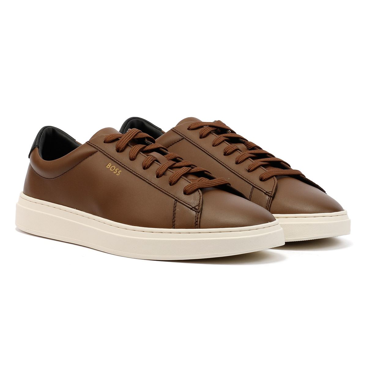 Boss Kieran Tennis Leren Heren Bruine Sneakers