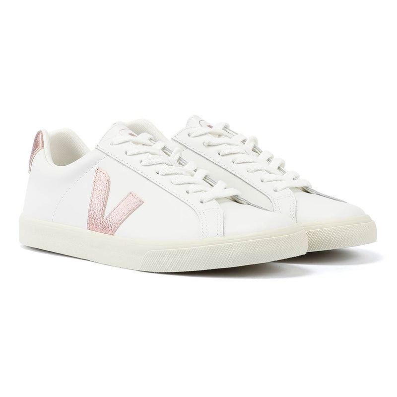 Veja Esplar Dames Sneakers Van Leer In Wit/Parelmoer