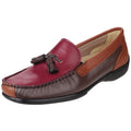 Cotswold Biddlestone Leren Dames Loafers In Kastanjebruin/Tan/Wijnrood