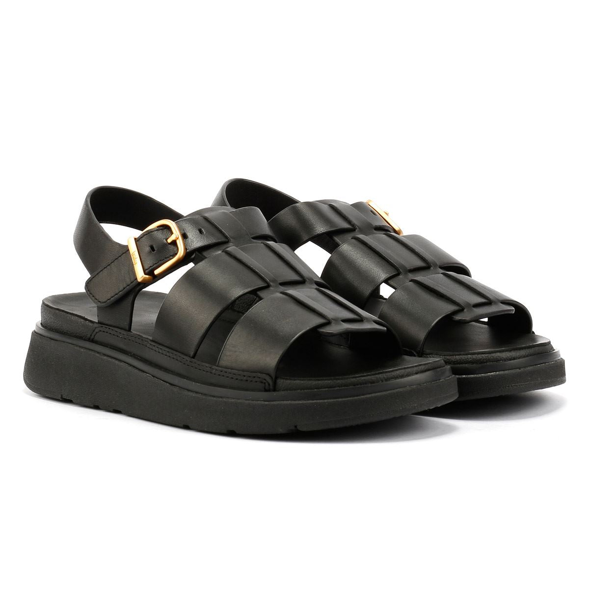 FitFlop GEN-FF Fisherman Dames Zwart Leren Sandalen