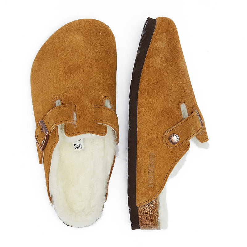 Birkenstock Boston nerts pantoffels in omgekeerd lam