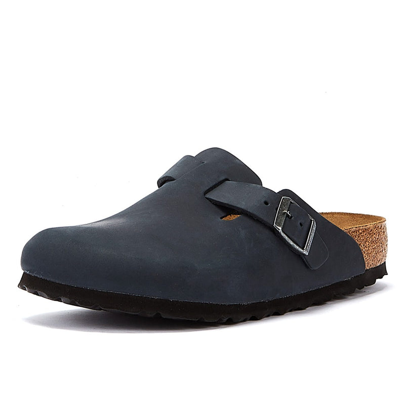 Birkenstock Boston Geolied Nubuck Zwart Slippers