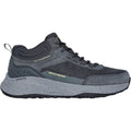 Skechers Bounder Rse Leren Heren Wandelschoenen In Antraciet/Limoen.