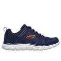 Skechers Track Knockhill Leren Heren Sneakers Marineblauw/Oranje