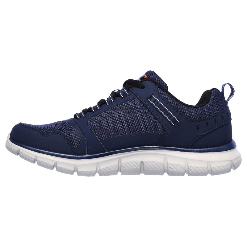 Skechers Track Knockhill Leren Heren Sneakers Marineblauw/Oranje