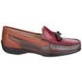 Cotswold Biddlestone Leren Dames Loafers In Kastanjebruin/Tan/Wijnrood