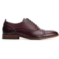 Base London Cast Washed Leren Herenschoenen In Donkerrood Met Brogue-Details