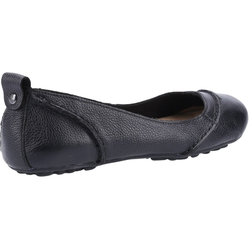 Hush Puppies Janessa Leren Zwarte Platte Schoenen Voor Dames