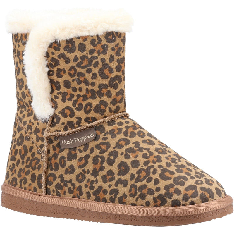 Hush Puppies Ashleigh Dames Pantoffels Met Luipaardprint Van Imitatiebont