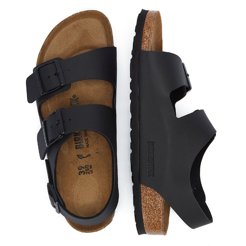 Birkenstock Milano Birko Flor Zwarte Leren Sandalen