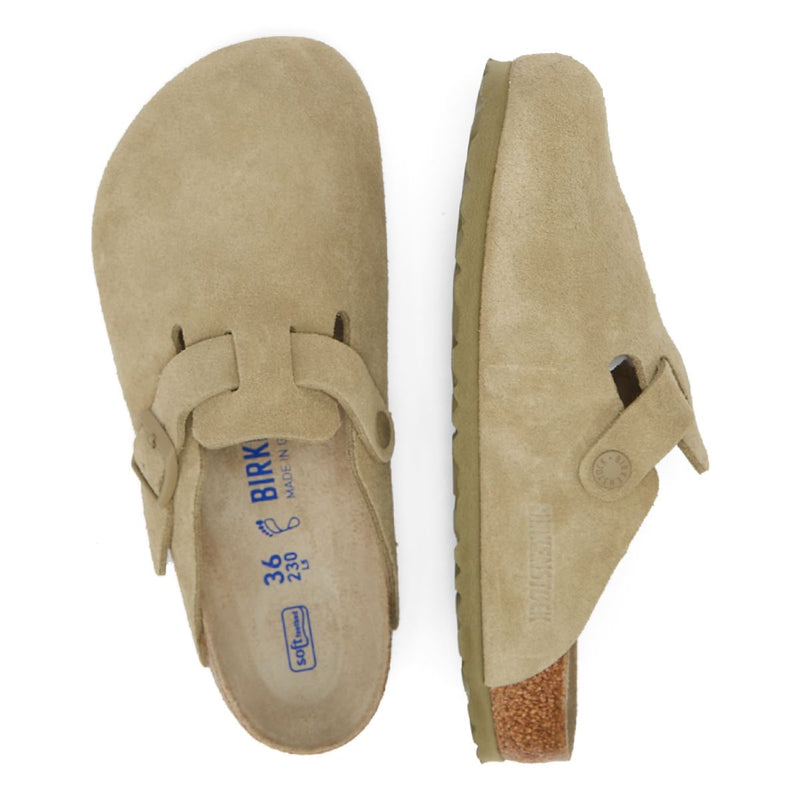 Birkenstock Boston Suède Vervaagde Khaki Grijze Klompen