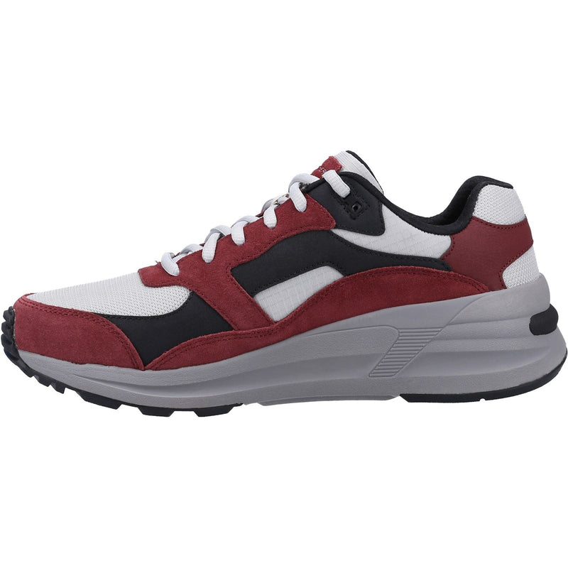 Skechers Global Jogger Leren Heren Bordeauxrode Sneakers